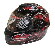 Шлем интеграл KIRIN K-22, черный, черн-крас матовый, черн-крас, размер L