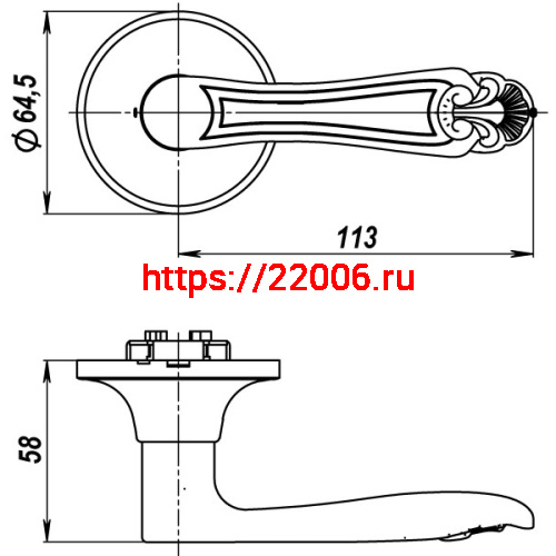 Ручка Punto (Пунто) защелка DK637 AB-PS (6037 AB-P) (без фик.) бронза фото 3 Ручка Punto (Пунто) защелка DK637 AB-PS (6037 AB-P) (без фик.) бронза фото 3
