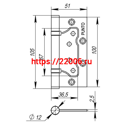 Петля Punto (Пунто) универсальная без врезки IN4200W BL (200-2B 100x2,5) черный фото 3 Петля Punto (Пунто) универсальная без врезки IN4200W BL (200-2B 100x2,5) черный фото 3