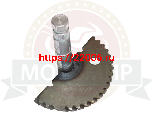Вал кикстартера с сектором 4х такт. косозубый 139QMB длиный L-70мм (шлицов 31шт) Вал кикстартера с сектором 4х такт. косозубый 139QMB длиный L-70мм (шлицов 31шт)