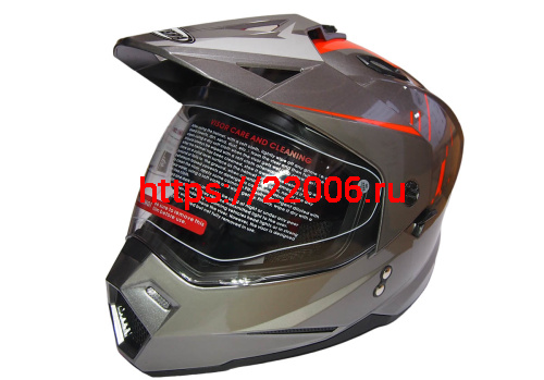 Шлем туринг (кросс со стеклом и очками) COBRA JK802, серо-оранжевый, размеры XL Шлем туринг (кросс со стеклом и очками) COBRA JK802, серо-оранжевый, размеры XL